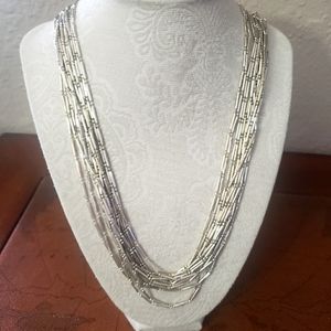 Coldwater creek shiny silvertone multistrand necklace